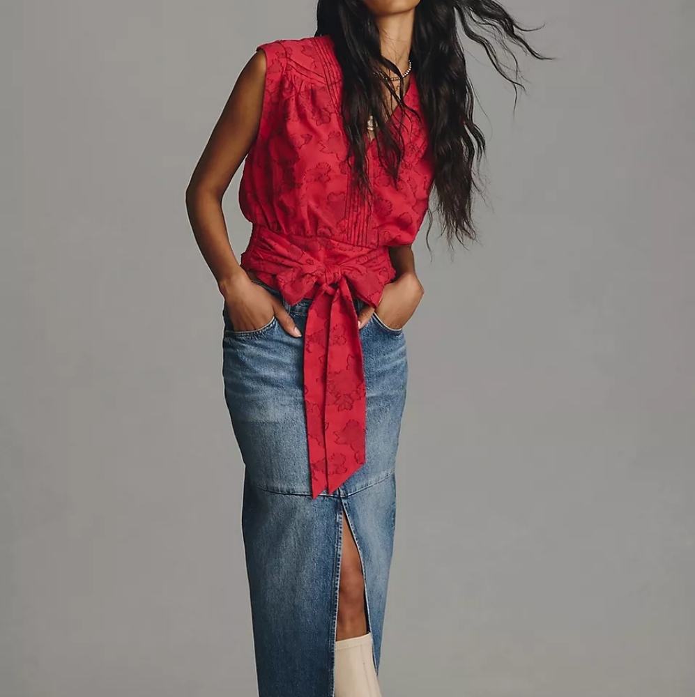 Anthropologie NWT Sleeveless Wrap Blouse Size Large